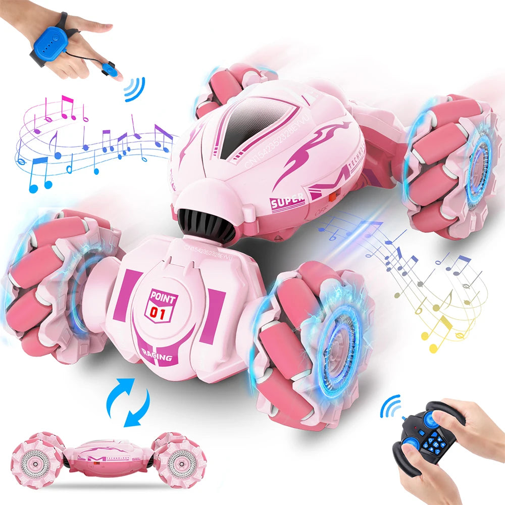 4WD Drift Stunt Car 1:18 Remote Control Car with Music Light RC Cars Off Road On Road Watch Gesture Sensor Rotation Car Kids Toy