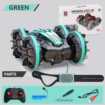 Remote Control Car 2.4G Rc Boat Waterproof Controlled Amphibious Stunt Car 4WD All Terrain Beach Pool Toys for Boys Girls Gift